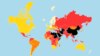 Mapa: Medijske slobode u svetu (tamnija boja - ugroženija slobode medija), po izveštaju Reportera bez granica