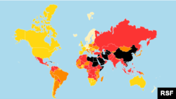 Bản đồ xếp hạng Tự do Báo chí Thế giới 2017 của RSF.
