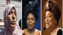 Daga farko gat: Tawakkul Karman ta Yemen, sai 'yar gwagwarmayar zaman lafiyar Liberiya Leymah Gbowee sai kuma Shugabar Liberiya Ellen Johnson Sirleaf.