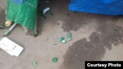 陳光福家中被扔擲啤酒瓶子 (陳光福微博圖片)