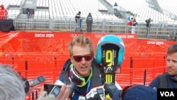 Giant Slalom gold medalist Ted Ligety of the US, Feb 19, 2014 (VOA - P. Brewer)