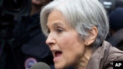 FILE - Jill Stein, the Green Party's presidential candidate, speaks in front of Trump Tower, Dec. 5, 2016, in New York. The Wisconsin Supreme Court declined to hear a challenge to her status on Aug. 26, 2024, so she will remain on the state's ballot for the 2024 election. 