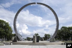 The Michigan Labor Legacy Monument in Detroit was sculpted in 2001 by David Barr and Sergio DeGiusti.