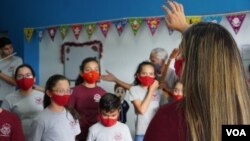 Ensayo del Coro Infantil Venezuela, en Caracas, diciembre de 2021. Foto: Adriana Nuñez Rabascall - VOA.