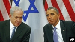 Prezident Barak Obama va Isroil Bosh vaziri Benyamin Netanyaxu, BMTdagi uchrashuv, 21-sentabr, 2011-yil.