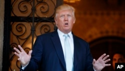 Tổng thống đắc cử Hoa Kỳ Donald Trump tại dinh Mar-a-Lago, Palm Beach, Florida, ngày 28/12/2016.