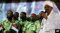 Sudanese President Omar al-Bashir, shown here speaking at the National Congress Party headquarters in Khartoum in April 2012.(AP)
