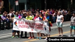 San Francisco, California's two spirit contingent marches at the San Francisco Pride parade, June 2014.