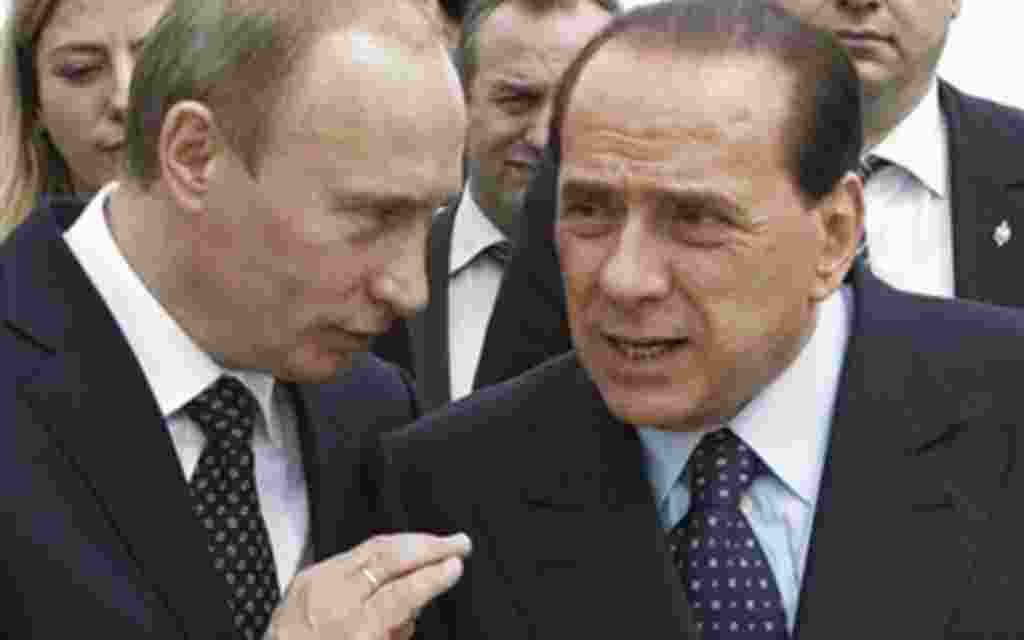 Владимир Путин и Сильвио Берлусконе