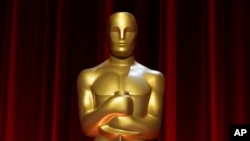 A replica of the Academy Awards statuette on display prior to the 96th Academy Awards nominations announcement on Tuesday, Jan. 23, 2024, at the Samuel Goldwyn Theater in Beverly Hills. (Photo by Jordan Strauss/Invision/AP)