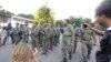 FILE PHOTO - Armed authority was deployed near the National Assembly blocking unionists and workers from protesting on Labor Day, Phnom Penh, Cambodia, May 1, 2017. (Khan Sokummono/VOA Khmer