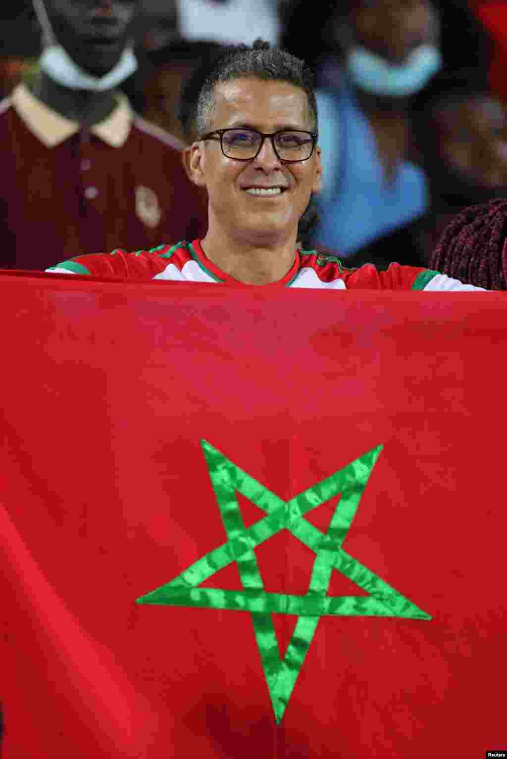 Morocco fan inside the stadium before the match Gabon vs Morocco; Cameroon, Jan. 18, 2022.