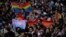 Turkey's lesbian, gay, bisexual, trans and intersex activists march despite a ban, in Istanbul, July 1, 2018. 