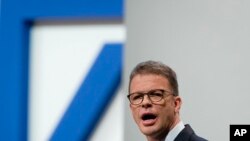 CEO of Deutsche Bank Christian Sewing speaks during the annual shareholders meeting in Frankfurt, Germany, May 23, 2019. 