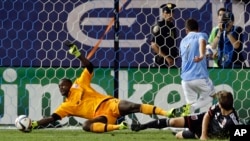 David Villa de New York City FC marque contre D.C. United lors d'un match de MLS, USA, le 13 août 2015.