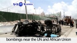 VOA60 Africa - Somalia: 13 people killed in Al-Shabaab suicide bombings in Mogadishu