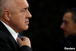FILE - Bulgarian Prime Minister Boyko Borisov arrives at a European Union leaders summit in Brussels, Dec. 14, 2018.