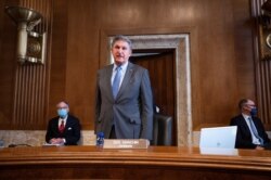 Chairman Joe Manchin, D-WV, speaks during the Senate Committee on Energy and Natural Resources hearing on Capitol Hill in Washington, Feb. 23, 2021.