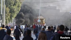 Escarmouches entre manifestation et policiers à Ben Guerdane, Tunise, 12 janvier 2017.