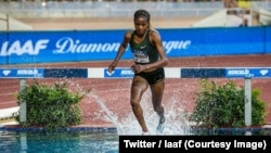 La Kényane Beatrice Chepkoech a pulvérisé le record du monde du 3000 m steeple avec un chrono de 8 min 44 sec 32 vendredi lors du meeting Ligue de diamant de Monaco, 21 juillet 2018. (Twitter/Iaaf)