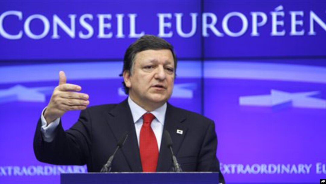 European Commission President Jose Manuel Barroso speaks during a media conference at an EU Summit in Brussels, Belgium, March 11, 2011