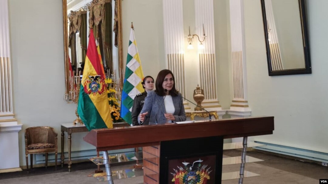 La canciller boliviana, Karen Longaric, también confirmó el vieres que la CIDH aceptó una invitación para visitar territorio boliviano. Foto: Yuvinka Gozalvez Avilés, VOA.