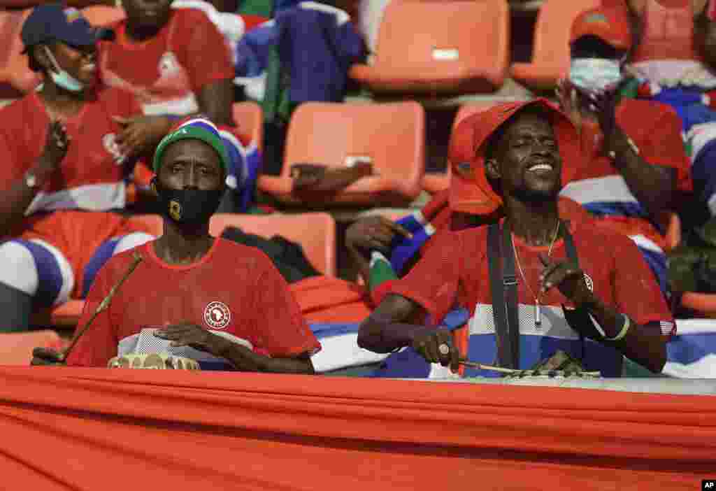 Gambia supporters before the round of 16 match against Gambia in Cameroon, Jan. 24, 2022.