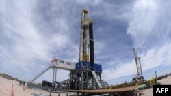 FILE: View of oil drilling rigs at Vaca Muerta Shale oil reservoir at Loma Campana, in the Patagonian province of Neuquen, Argentina - representing fossil fuel interests at COP27. Taken December 4, 2014. 