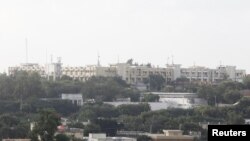 A general view shows a section of the Presidential Palace area, in Mogadishu