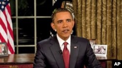 President Obama delivers a nationally broadcast speech on Iraq from the White House Oval Office, 31 Aug 2010