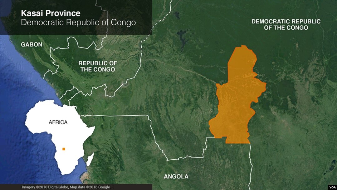 Map of Kasai Province, Democratic Republic of Congo