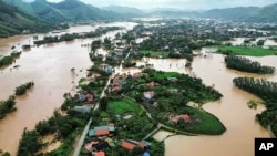 Flood triggered by Typhoon Yagi submerges houses in Bac Giang province, Vietnam, Sept. 8, 2024.