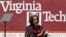 La primera dama Michelle Obama celebra el éxito de los estudiantes de las universidad de Virginia Tech en Blacksburg, Virginia.