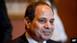 FILE - In this April 4, 2017, photo, Egyptian President Abdel Fattah Al-Sisi attends a meeting on Capitol Hill in Washington.