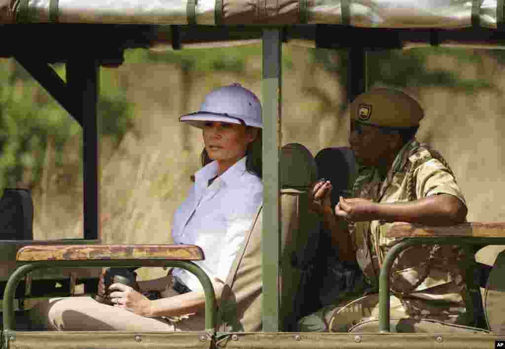 Melania Trump num safari no Parque Nacional de Nairobi. Quénia. 5 de Outubro, 2018