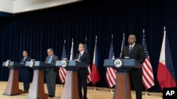 美国和菲律宾的外交、国防部长“2+2”对话2023年4月11日在华盛顿举行。（美联社）