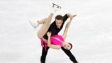 Canada's Lia Pereira and Trennt Michaud perform during the Pairs Short Program in Four Continents Figure Skating Championships in Seoul, South Korea, Feb. 20, 2025.