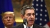 FILE - European Union Ambassador to the U.S. Stavros Lambrinidis speaks as President Donald Trump looks on during an event at the White House, Aug. 2, 2019, in Washington.