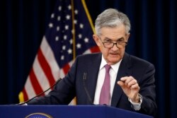 FILE - Federal Reserve Board Chair Jerome Powell speaks at a news conference following a meeting of the Federal Open Market Committee, May 1, 2019, in Washington.