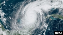 Cette image satellite de la NOAA montre la position de l'ouragan Milton le 8 octobre 2024. Il se déplace vers l'Est-Nord-Est à 14,5 km/h avec des vents allant à plus de 240 km/h.