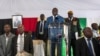 Zimbabwean President Emmerson Mnangagwa delivers a speech during a rally with Zimbabwean businessmen and foreign investors at the Zimbabwean embassy in Pretoria, South Africa, Dec. 21, 2017.