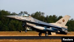 Винищувач F-16 повітряних сил Нідерландів, 9 червня 2023. REUTERS/Piroschka van de Wouw