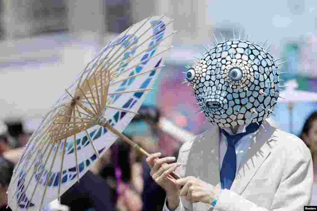 Participant takes part in 37th Annual Mermaid Parade in the Coney Island section of Brooklyn in New York, June 22, 2019.