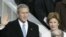 President George W. Bush takes the oath of office for his second term, with his wife, Laura, at his side