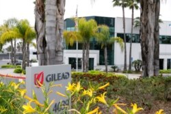 FILE - Gilead Sciences pharmaceutical company is seen during the outbreak of the coronavirus disease (COVID-19), in La Verne, California.
