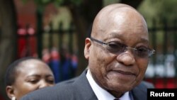 FILE - South Africa's President Jacob Zuma is pictured during his visit to the Lodewyk P. Spies Old Age Home in Eersterust, Pretoria, Dec. 15, 2015. 