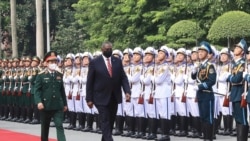 U.S. Secretary of Defense Lloyd Austin with Vietnamese Defense Minister Phan Van Giang, left, inspects an honor guard in Hanoi, Vietnam, Thursday, July 29, 2021. Austin is seeking to bolster ties with Vietnam, one of the Southeast Asian nations…