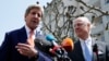 U.S. Secretary of State John Kerry (L) gestures next to U.N. Special Envoy on Syria Staffan de Mistura during a news conference in Geneva, Switzerland, May 2, 2016.