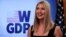 រូបឯកសារ៖ អ្នកស្រី Ivanka Trump ដែលជា​ទីប្រឹក្សា​ជាន់ខ្ពស់​របស់​លោក​ប្រធានាធិបតី Trumpនិយាយ​នៅឯ​ពិធី​ស្តីអំពី​គម្រោង​ផ្តួចផ្តើម​ការអភិវឌ្ឍ​ជាសកល និង​ប្រកប​ដោយ​វិបុលភាព​សម្រាប់​ស្ត្រី​ហៅកាត់ថា W-GDP នៅ​ក្រសួង​ការបរទេស​ស.រ.អា នៅ​ថ្ងៃទី១១ ខែសីហា ឆ្នាំ២០២០។