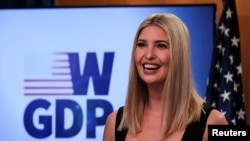White House senior advisor Ivanka Trump speaks during a Women's Global Development and Prosperity (W-GDP) online event to celebrate the launch of the W-GDP's Initiative Pillar 3 Action Plans and USAID Fund, at the State Department, Aug. 11, 2020. 